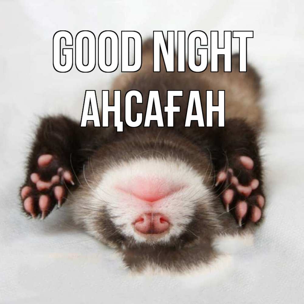Greetings card с именем, Аңсаған Good night зверек Greetings with text for free download 