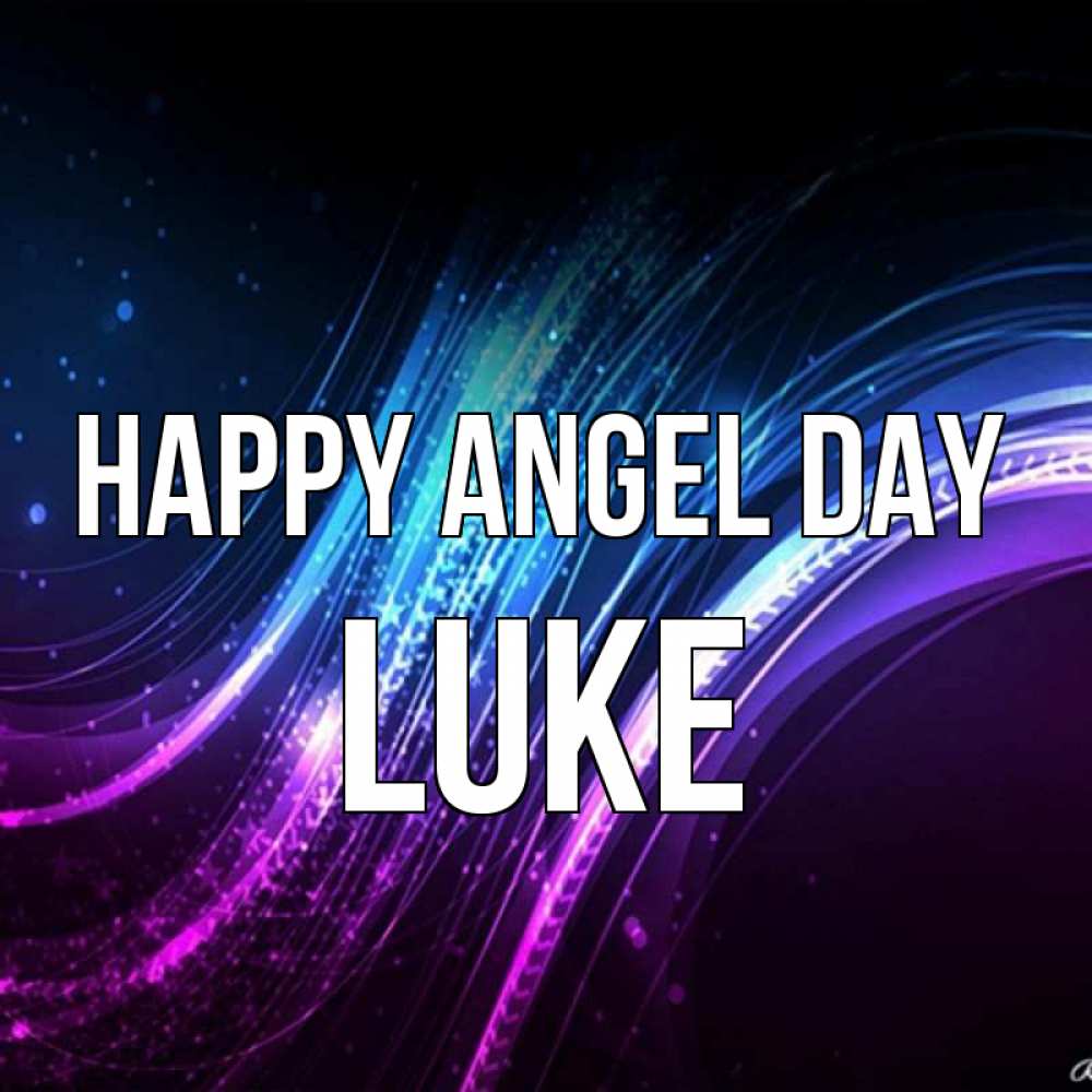 Greetings card с именем, Luke happy angel day фиолетовый фон Greetings with text for free download 