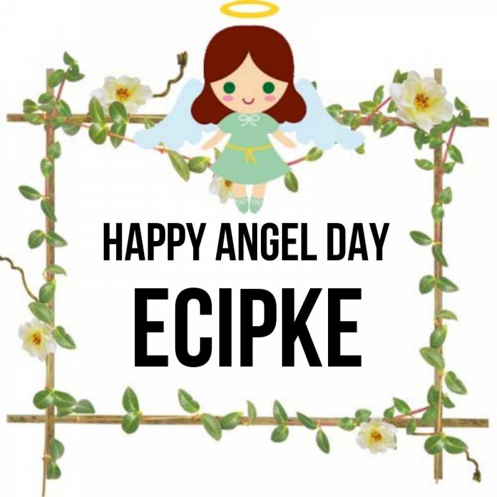 Greetings card с именем, Есірке happy angel day Ангел с нимбом Greetings with text for free download 