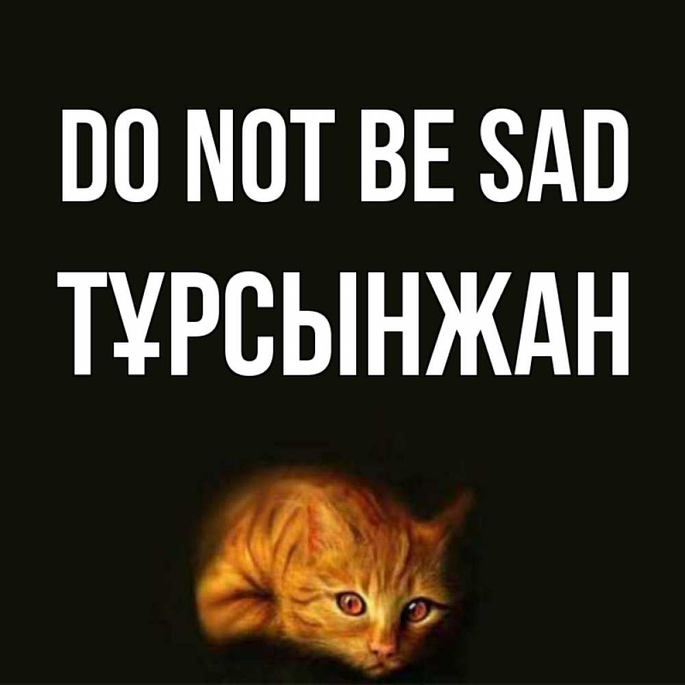 Greetings card с именем, ТҰРСЫНЖАН Do not be sad лежащий кот в темноте Greetings with text for free download 
