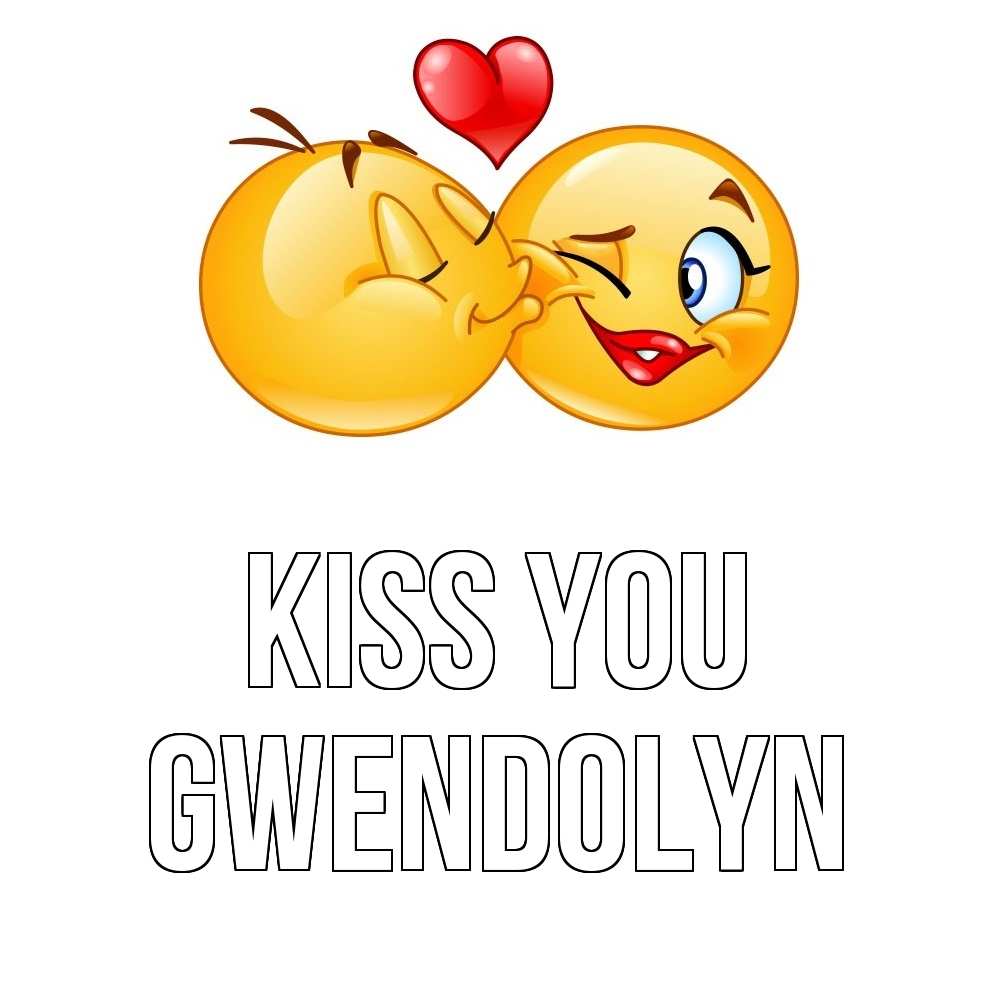 Greetings card с именем, Gwendolyn Kiss you губы и белые зубы Greetings with text for free download 