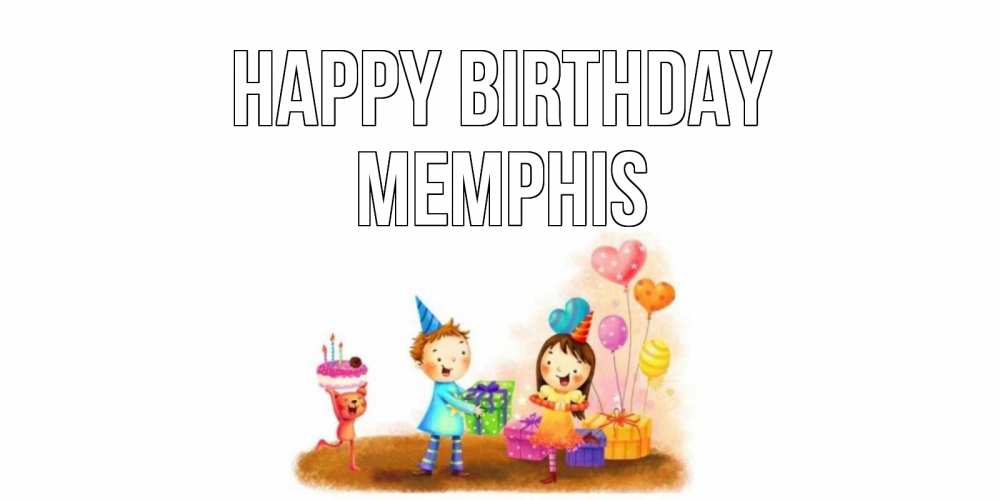 Greetings card с именем, Memphis Happy Birthday дети, подарки Greetings with text for free download 