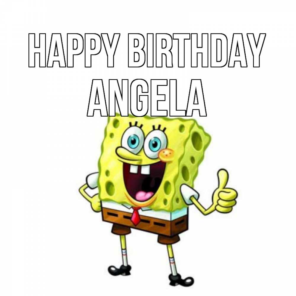 Greetings card с именем, Angela Happy Birthday герои мультфильмов Greetings with text for free download 