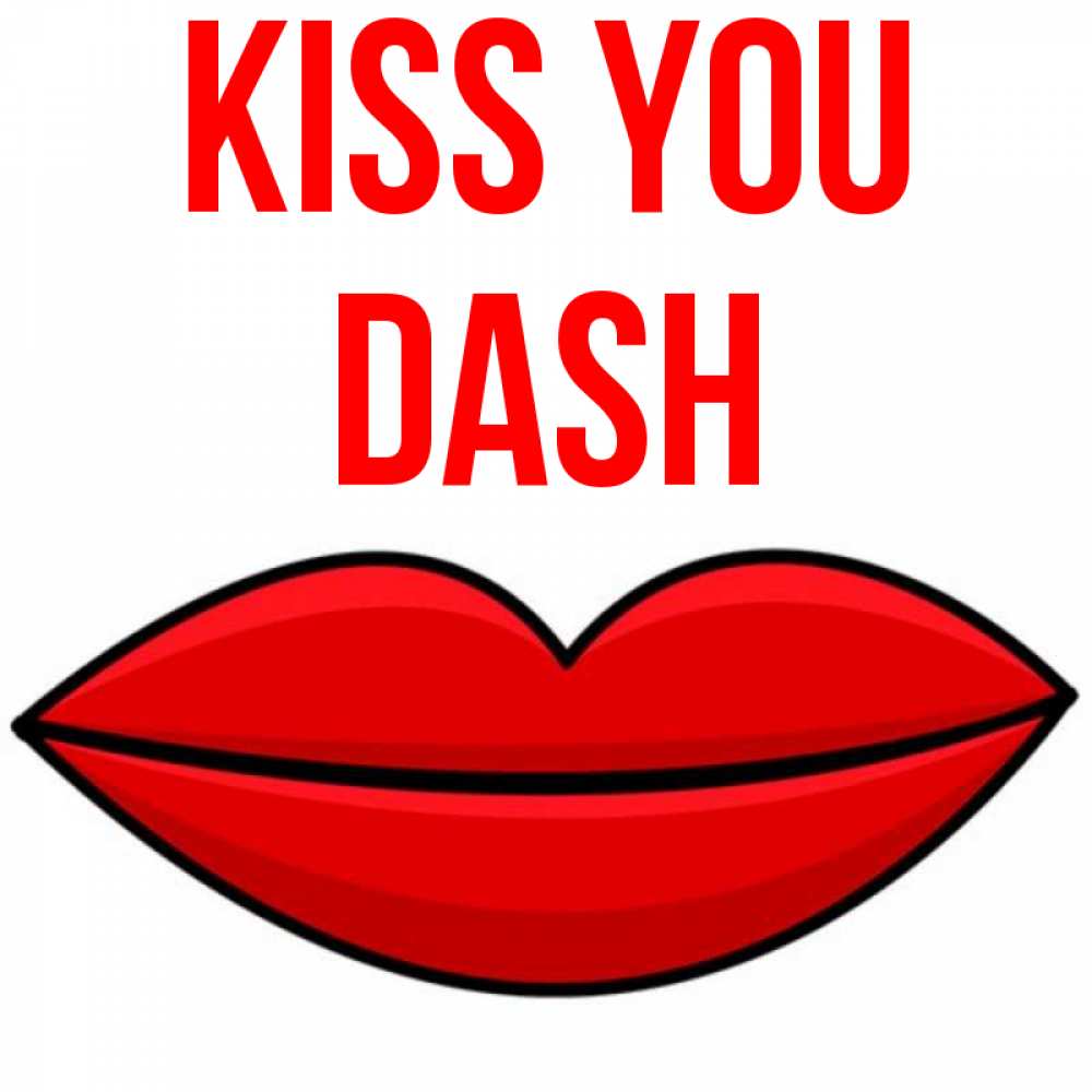 Greetings card с именем, Dash Kiss you губы векторные Greetings with text for free download 