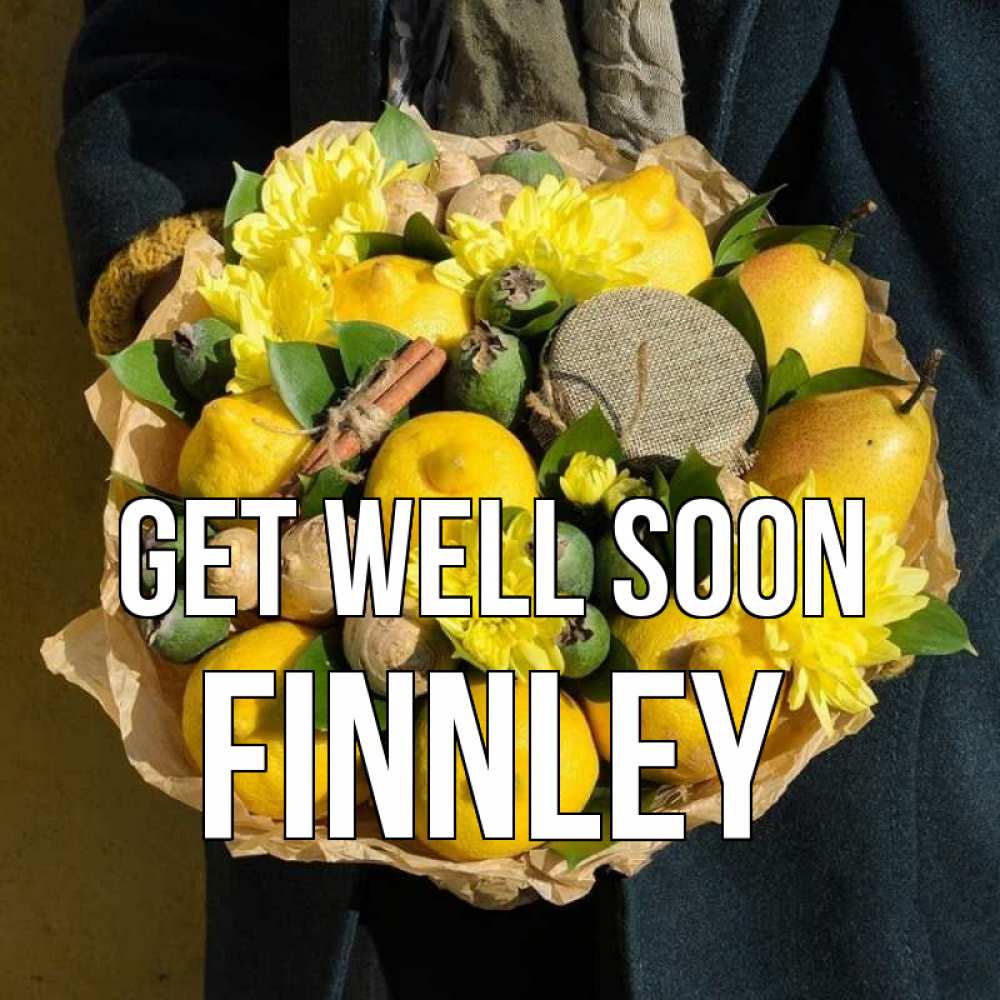 Greetings card с именем, Finnley Get well soon букет витаминов Greetings with text for free download 
