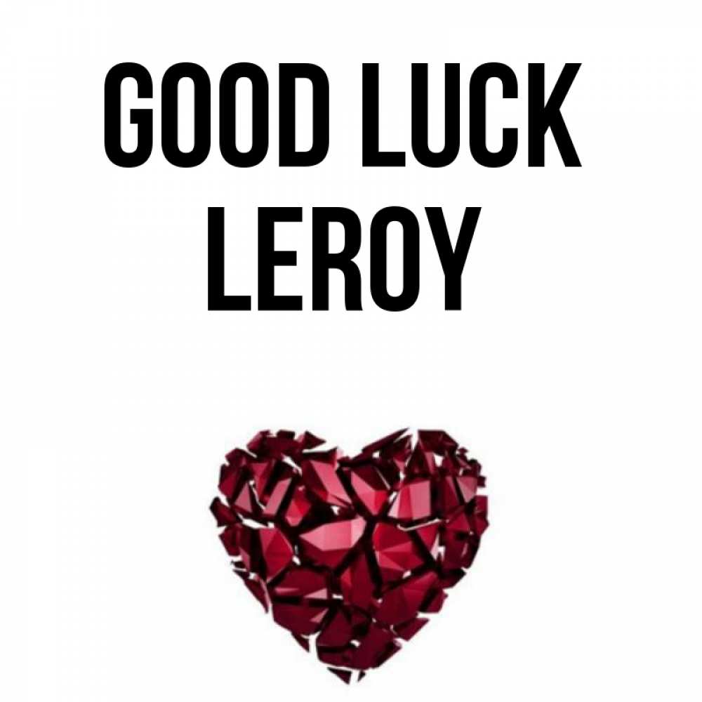 Greetings card с именем, Leroy Good luck бордовое из кристаллов  1 Greetings with text for free download 