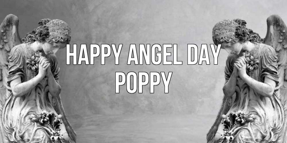 Greetings card с именем, Poppy happy angel day Ангел на небе Greetings with text for free download 