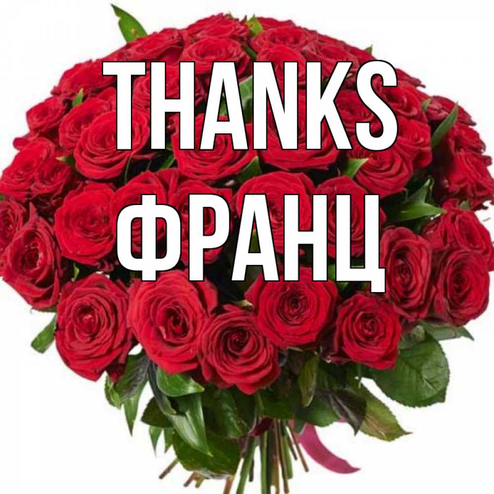 Greetings card с именем, Франц Thanks букет красных роз Greetings with text for free download 