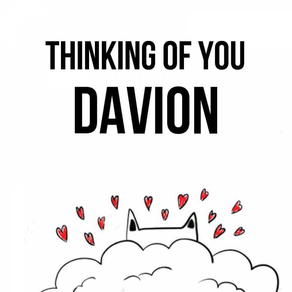 Greetings card с именем, Davion Thinking of you кот за облаком Greetings with text for free download 