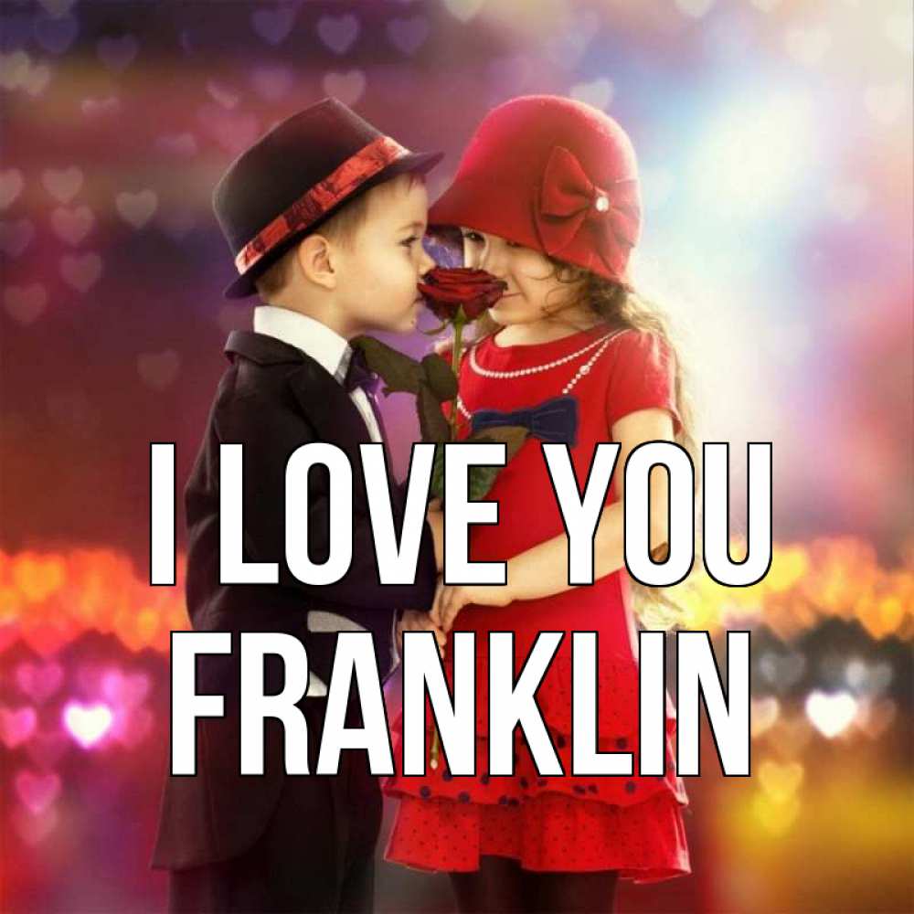 Greetings card с именем, Franklin I love you черное и красное и роза Greetings with text for free download 