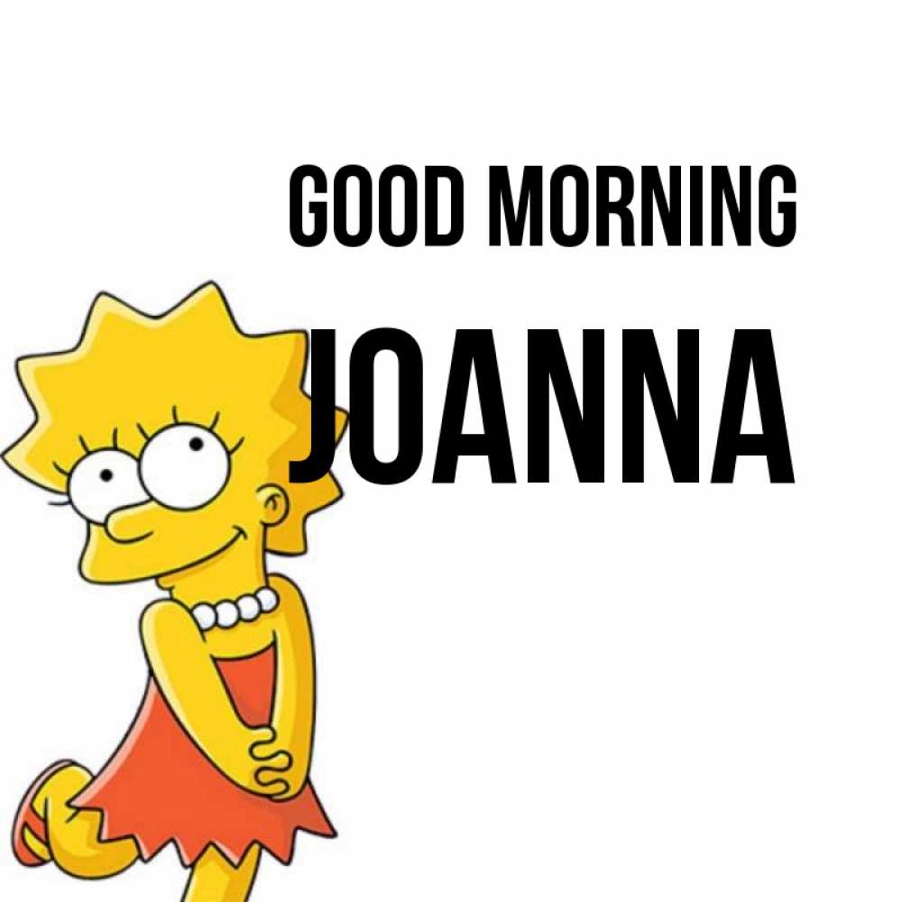 Greetings card с именем, Joanna Good morning в платье и ожерелье Greetings with text for free download 