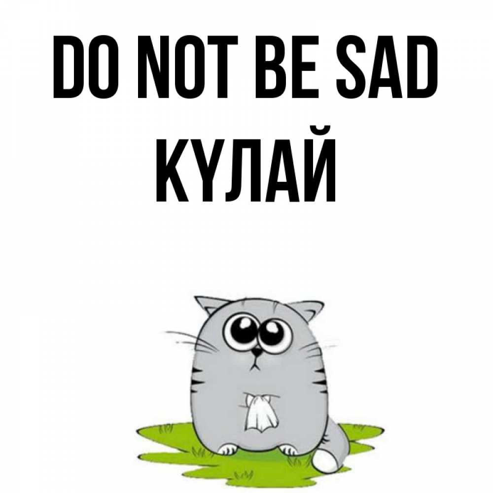 Greetings card с именем, КҮЛАЙ Do not be sad грустный котяра Greetings with text for free download 