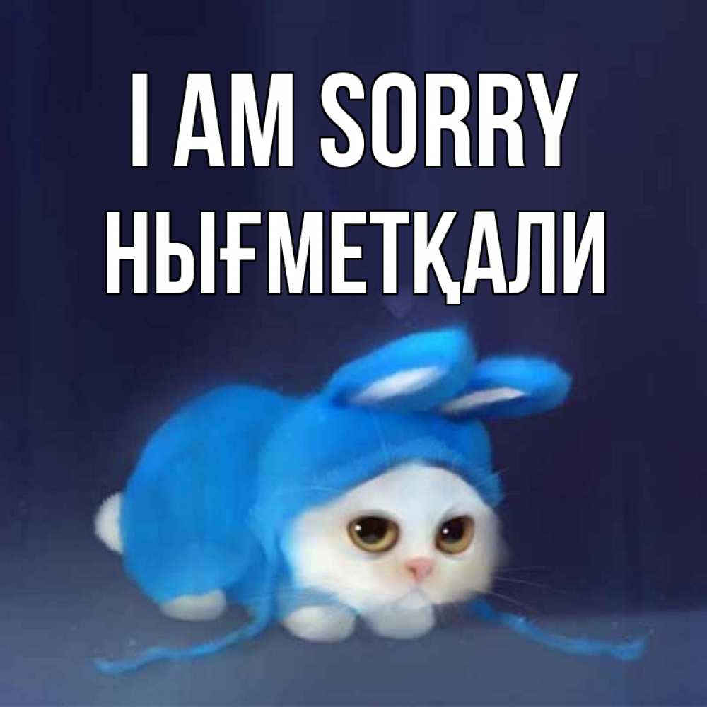 Greetings card с именем, НЫҒМЕТҚАЛИ I am sorry невинный котозай просит прощения Greetings with text for free download 