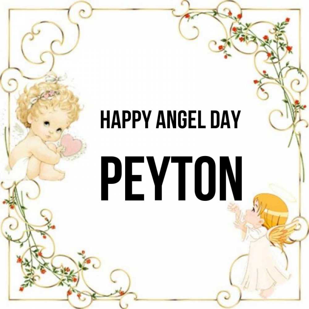 Greetings card с именем, Peyton happy angel day ангелы желают прекрасных именин Greetings with text for free download 