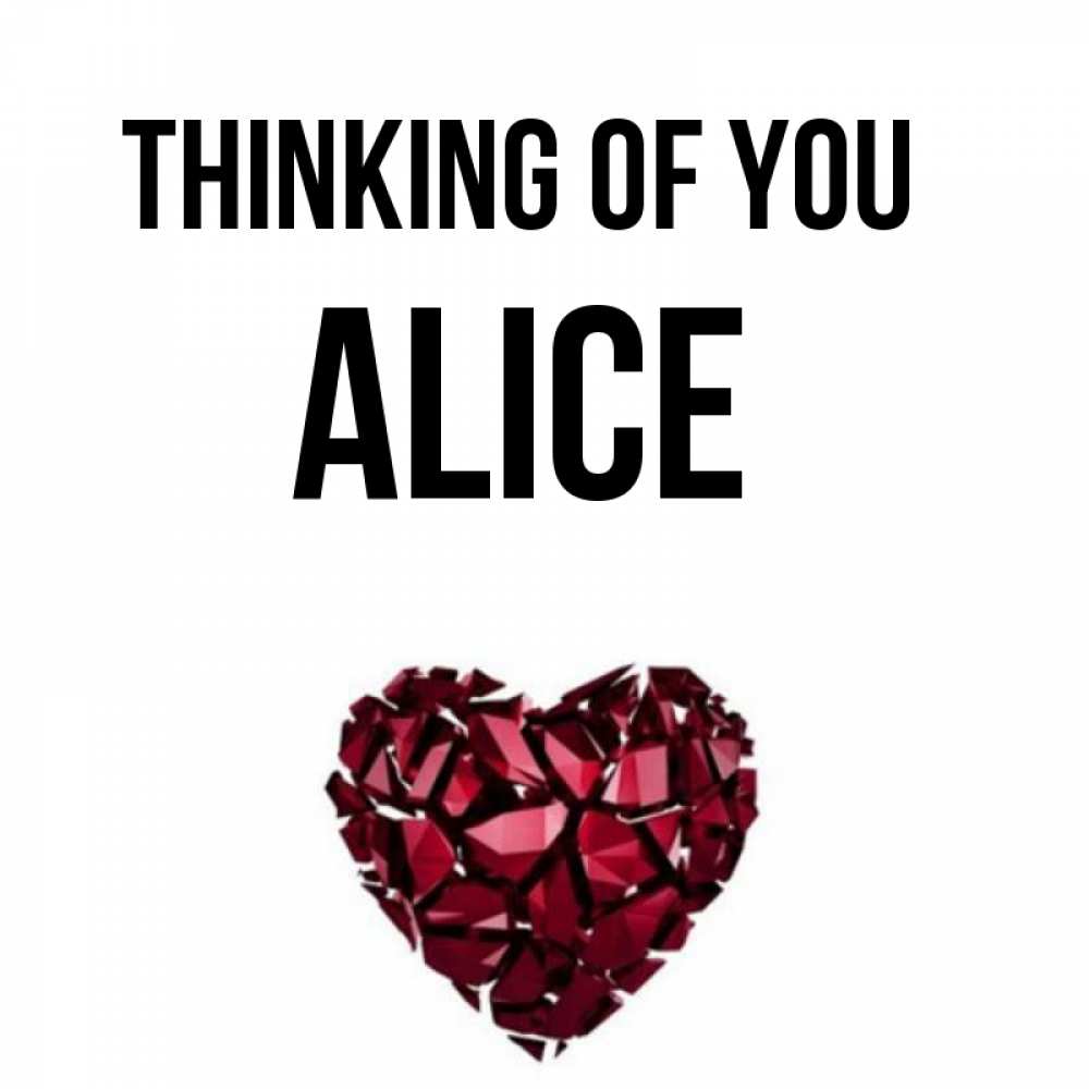 Greetings card с именем, Alice Thinking of you рубиновое 1 Greetings with text for free download 