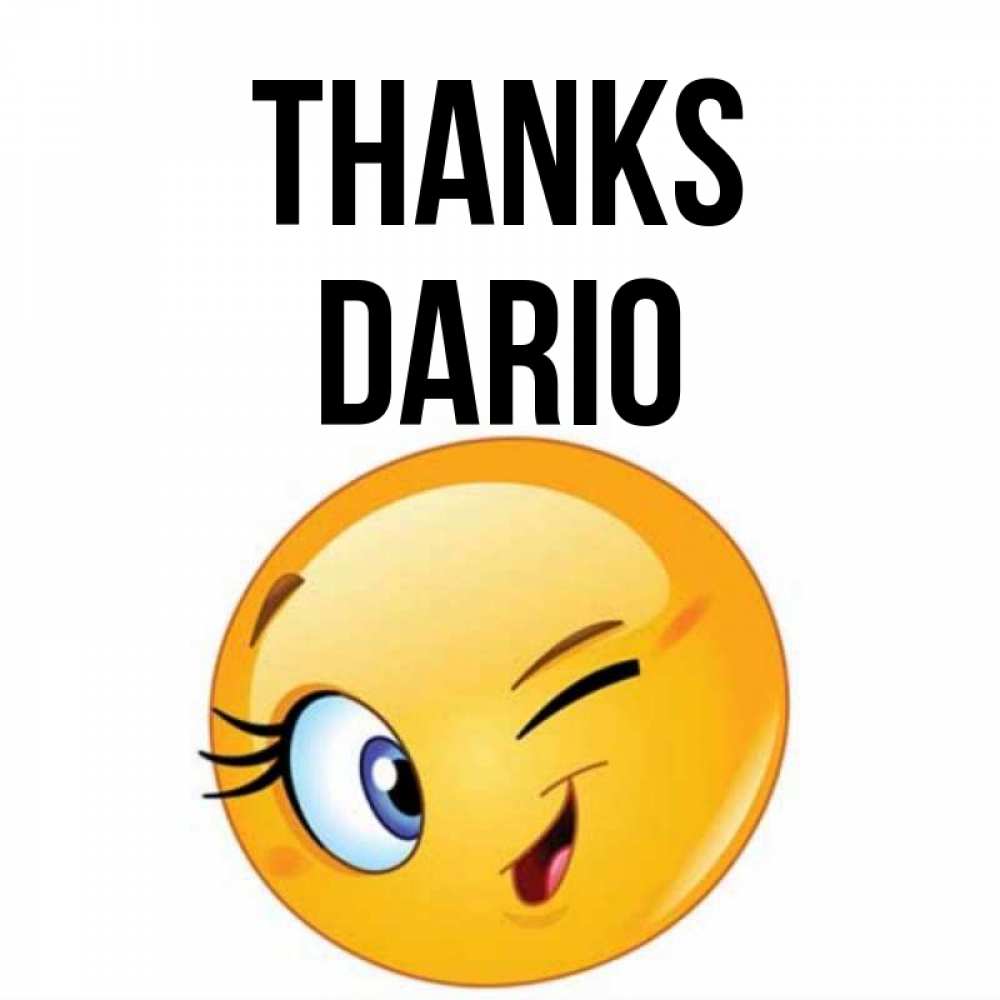 Greetings card с именем, Dario Thanks открытка с подмигивающим смайлом Greetings with text for free download 