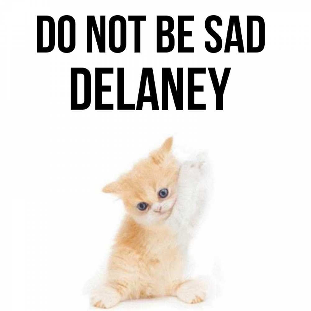 Greetings card с именем, Delaney Do not be sad просящий кот Greetings with text for free download 
