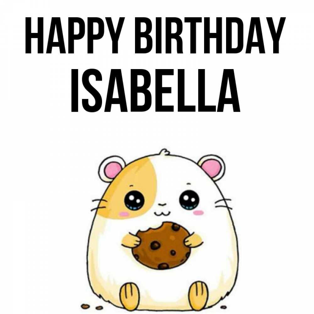 Greetings card с именем, Isabella Happy Birthday с днюхой Greetings with text for free download 