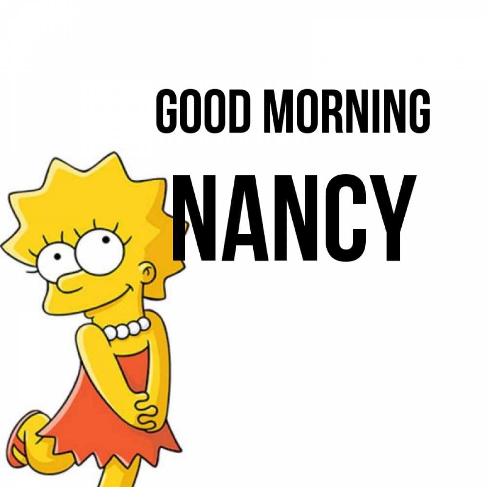 Greetings card с именем, Nancy Good morning в платье и ожерелье Greetings with text for free download 
