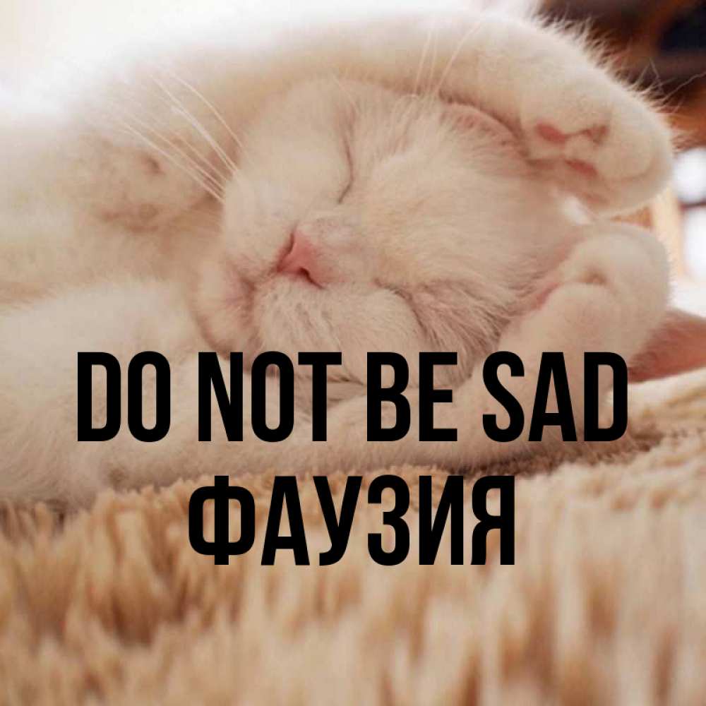 Greetings card с именем, ФАУЗИЯ Do not be sad Котенок спит Greetings with text for free download 