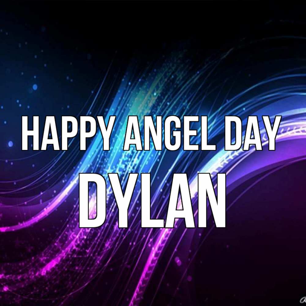 Greetings card с именем, Dylan happy angel day фиолетовый фон Greetings with text for free download 