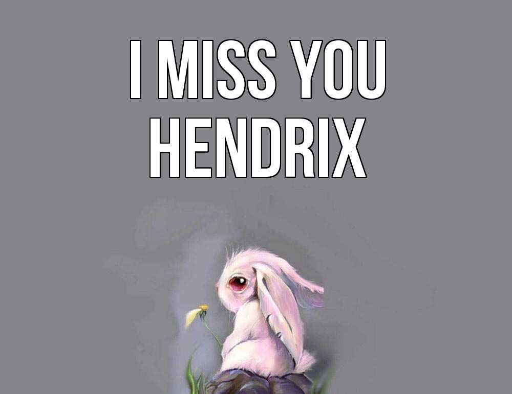 Greetings card с именем, Hendrix I miss you заяц Greetings with text for free download 
