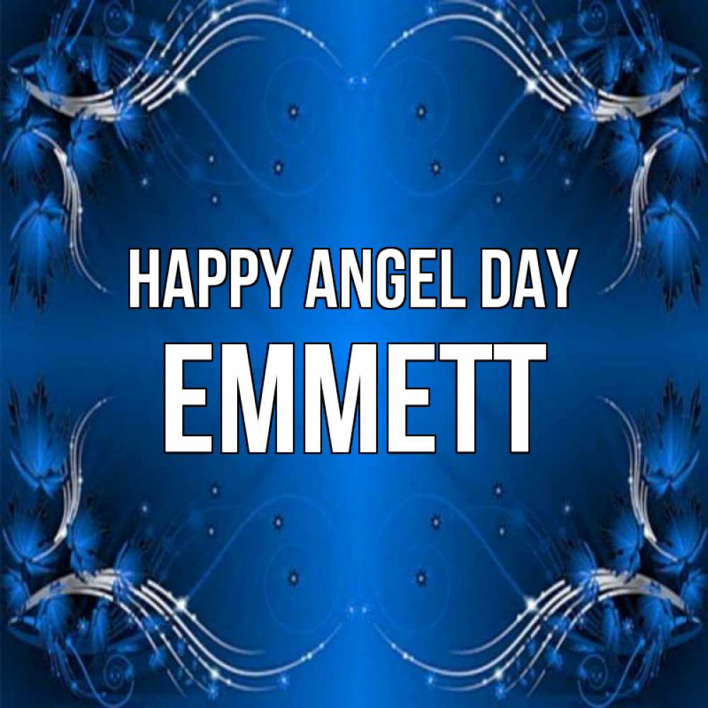 Greetings card с именем, Emmett happy angel day красивая рамочка с узорами Greetings with text for free download 