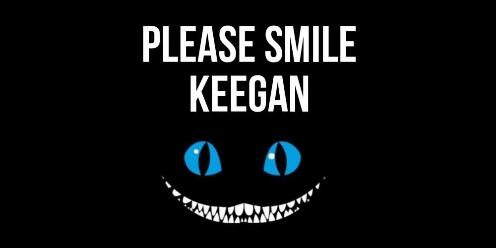 Greetings card с именем, Keegan Please smile кот улыбается Greetings with text for free download 