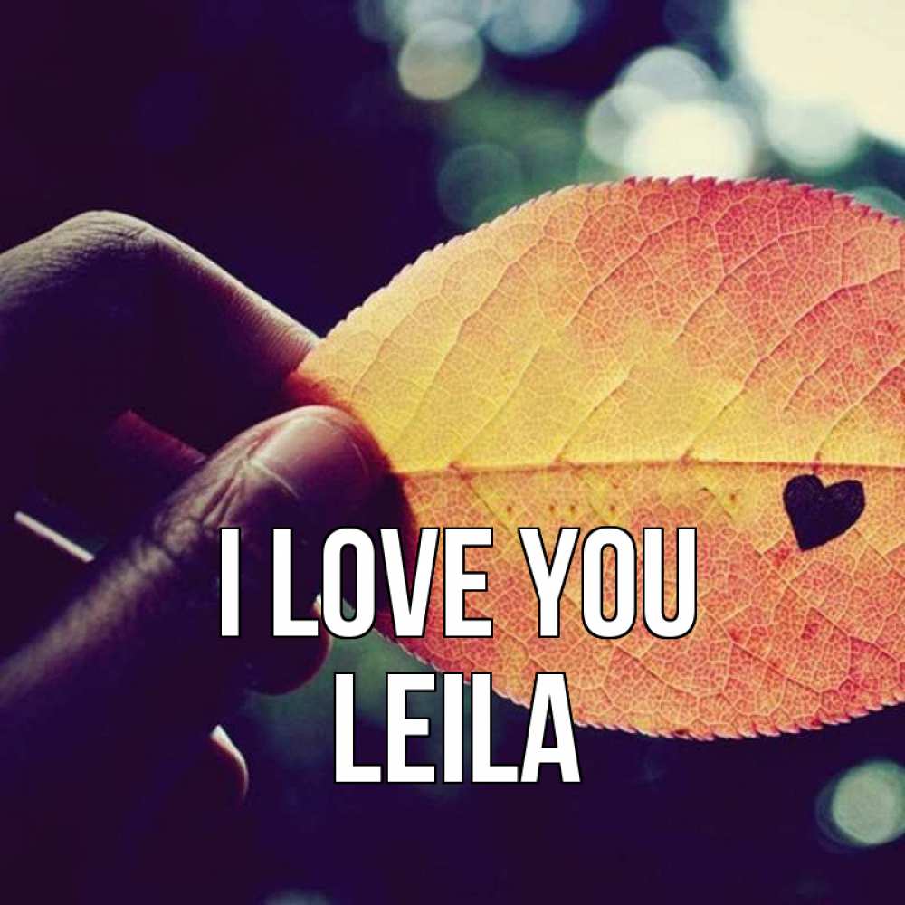 Greetings card с именем, Leila I love you держу лист Greetings with text for free download 