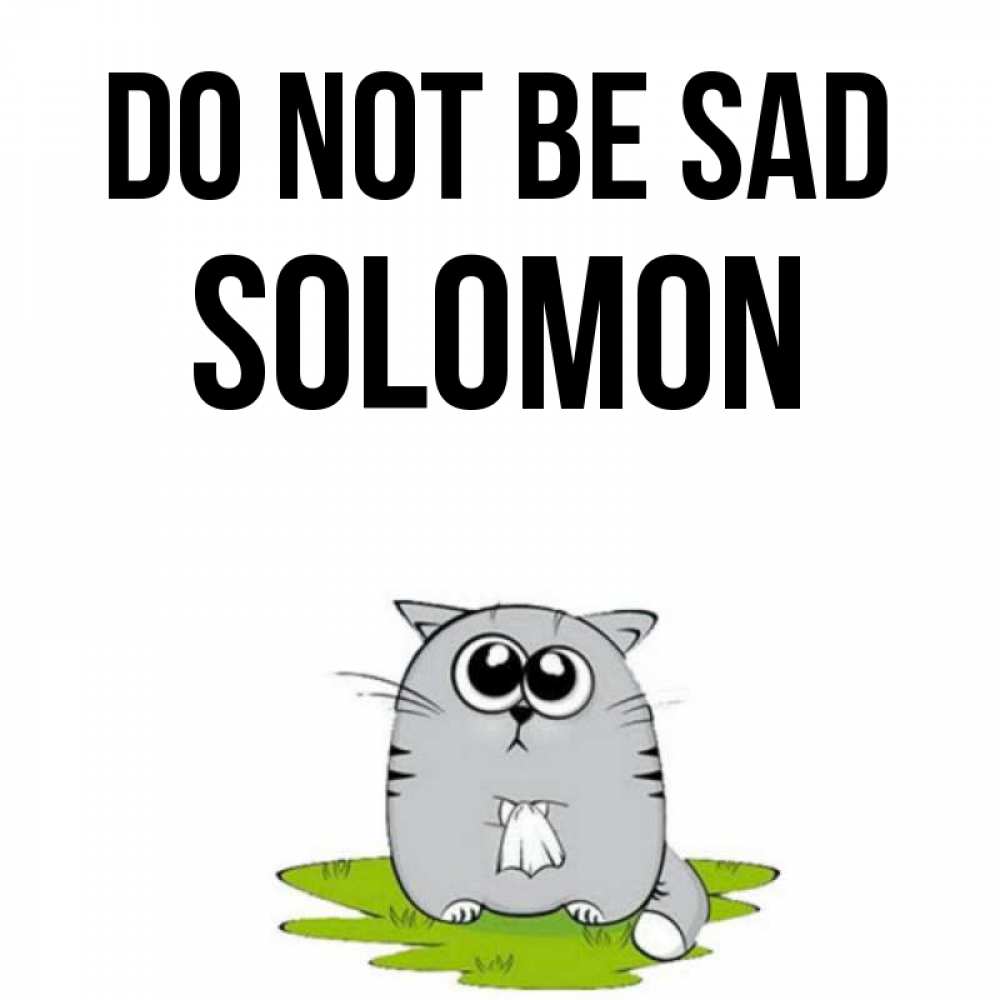 Greetings card с именем, Solomon Do not be sad грустный котяра Greetings with text for free download 
