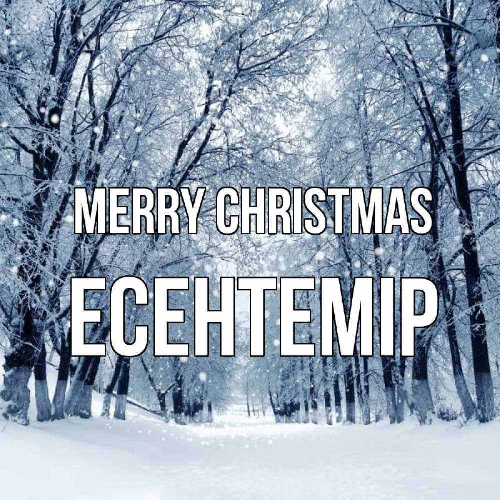 Greetings card с именем, Есентемір Merry Christmas снег, лес, парк Greetings with text for free download 