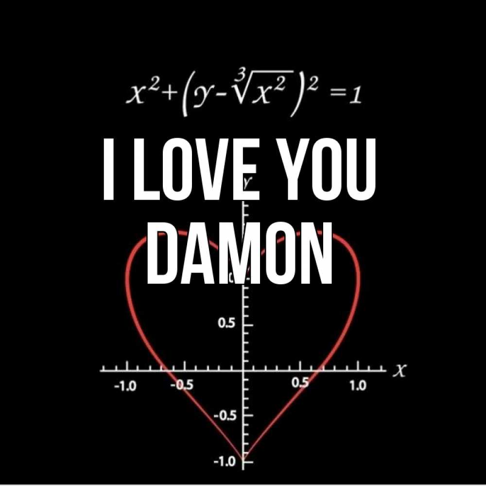 Greetings card с именем, Damon I love you сердечная формула Greetings with text for free download 