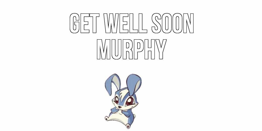 Greetings card с именем, Murphy Get well soon серый заяц на открытке про выздоравление Greetings with text for free download 