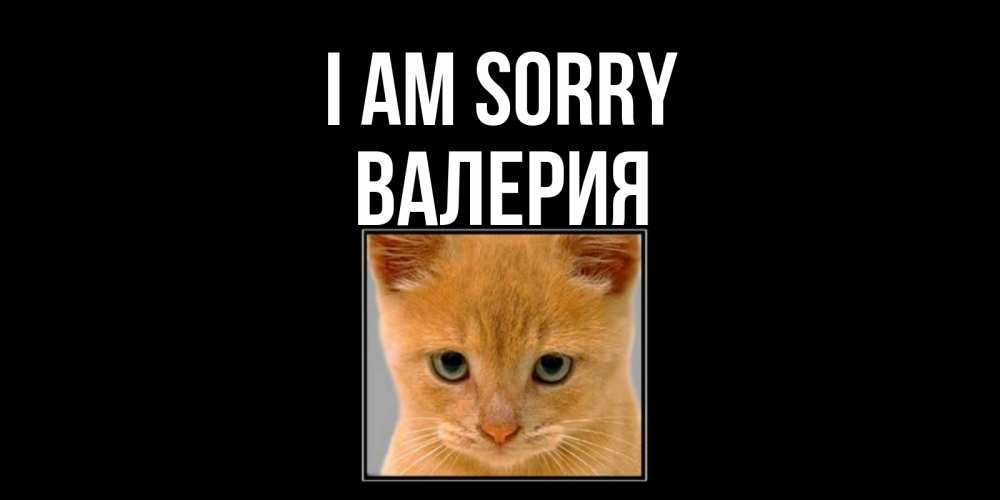 Greetings card с именем, Валерия I am sorry рыжий грустный кот просит прощения Greetings with text for free download 