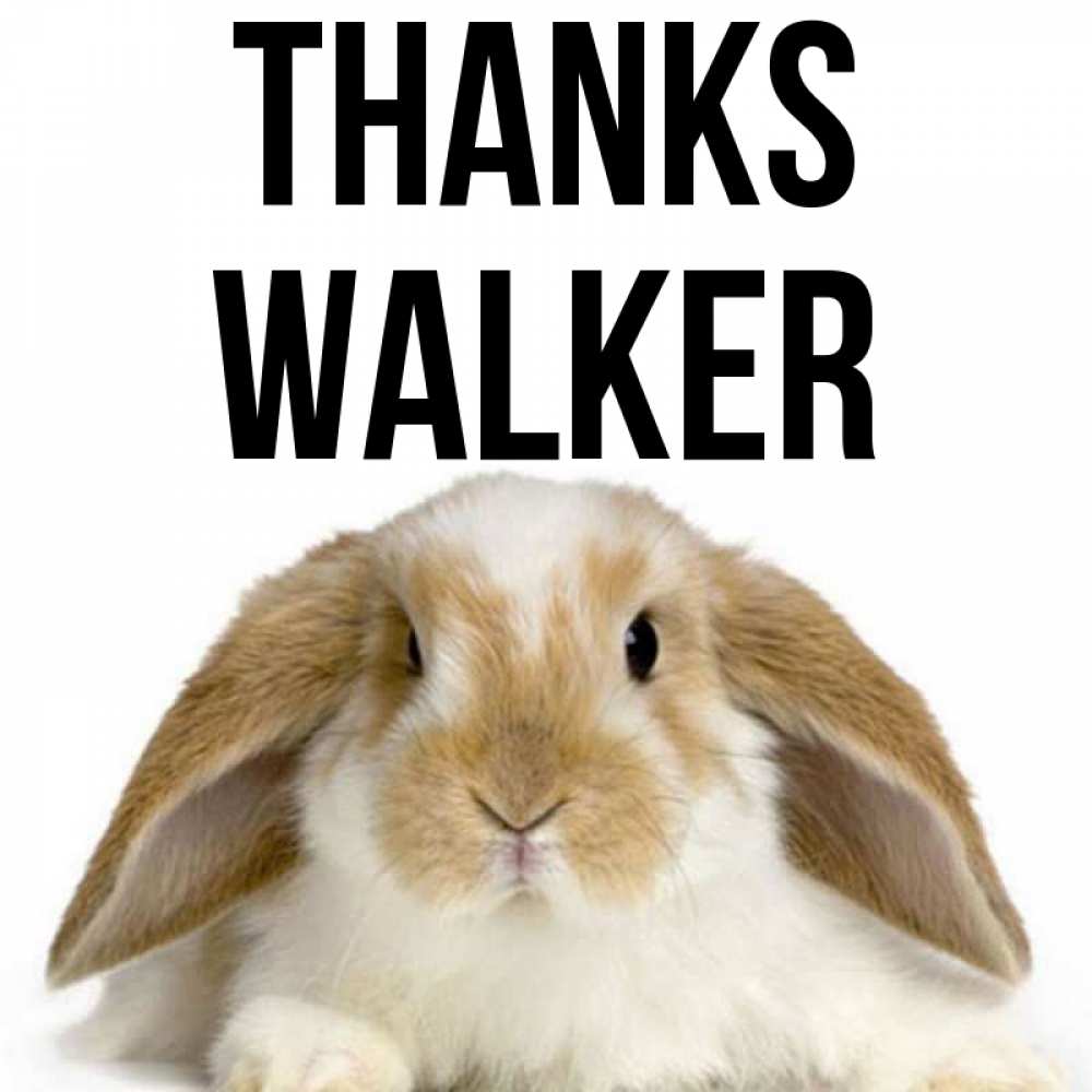 Greetings card с именем, Walker Thanks коричнево белый заяц Greetings with text for free download 
