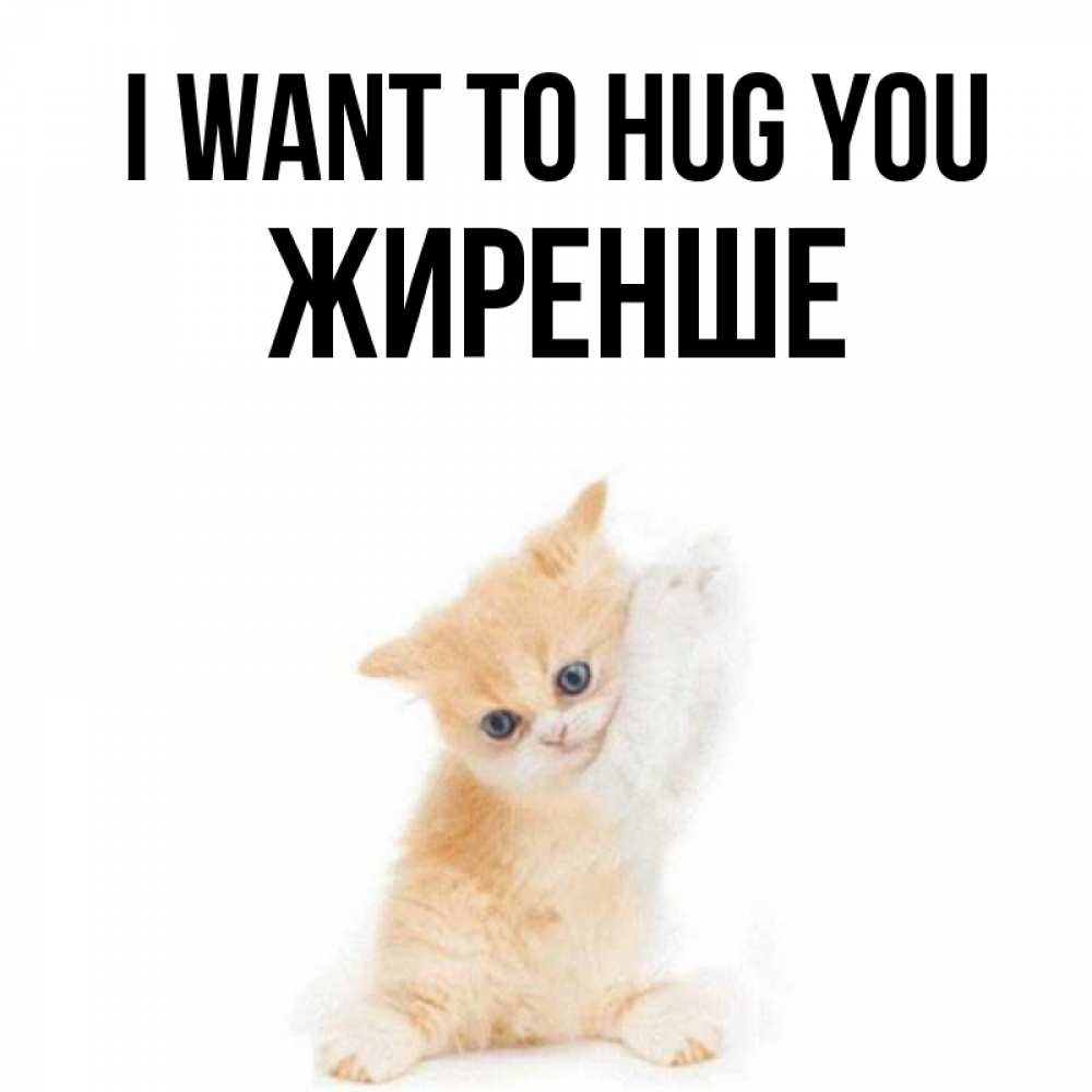 Greetings card с именем, Жиренше I want to hug you я хочу очень скорее обнимаешек Greetings with text for free download 