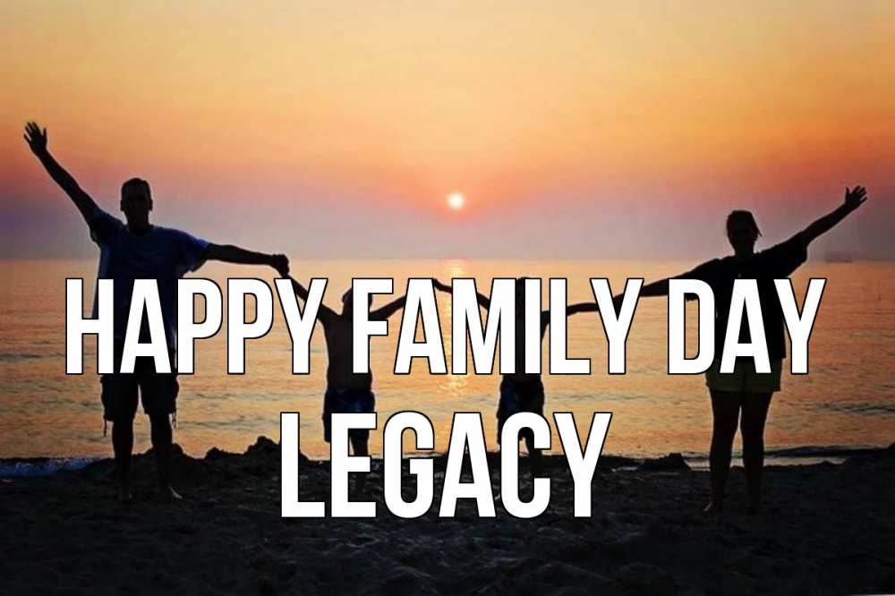 Greetings card с именем, Legacy happy family day мама, папа, дети, дочка,сын, море, пляж, закат Greetings with text for free download 