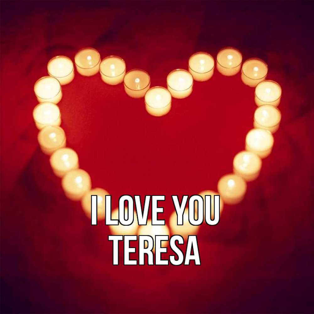 Greetings card с именем, Teresa I love you красота на красном фоне Greetings with text for free download 