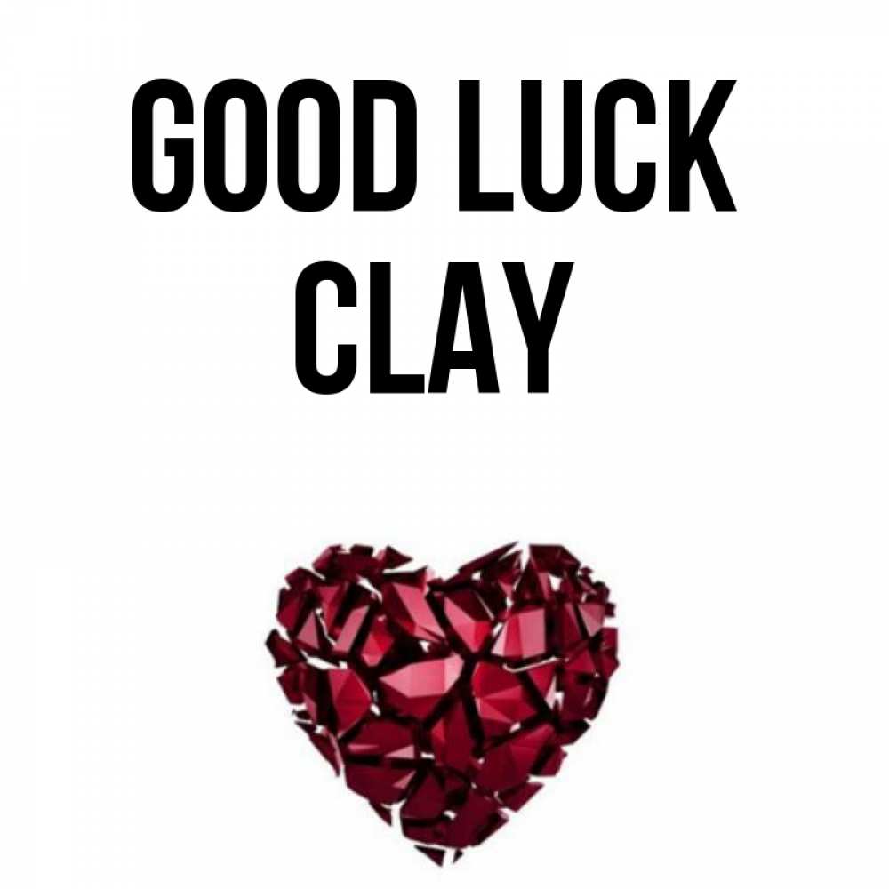 Greetings card с именем, Clay Good luck бордовое из кристаллов  1 Greetings with text for free download 