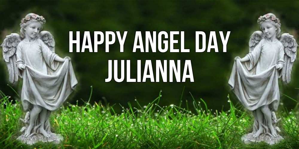 Greetings card с именем, Julianna happy angel day небо, ангел, девушка Greetings with text for free download 