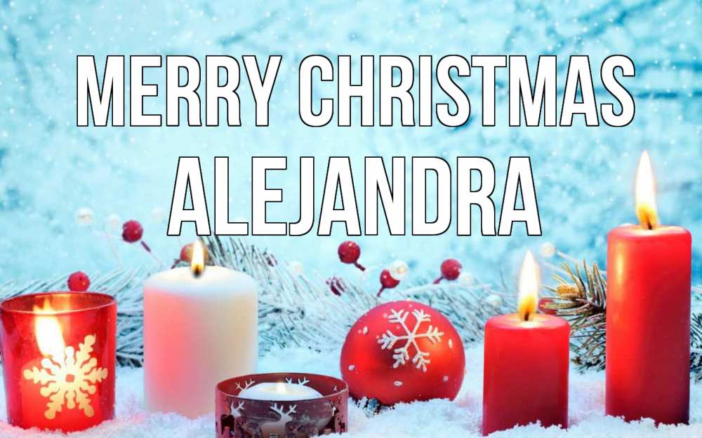 Greetings card с именем, Alejandra Merry Christmas с рождеством Greetings with text for free download 