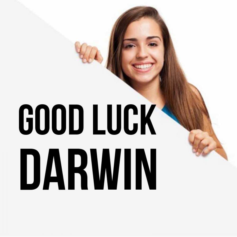 Greetings card с именем, Darwin Good luck пусть тебе сегодня повезет Greetings with text for free download 