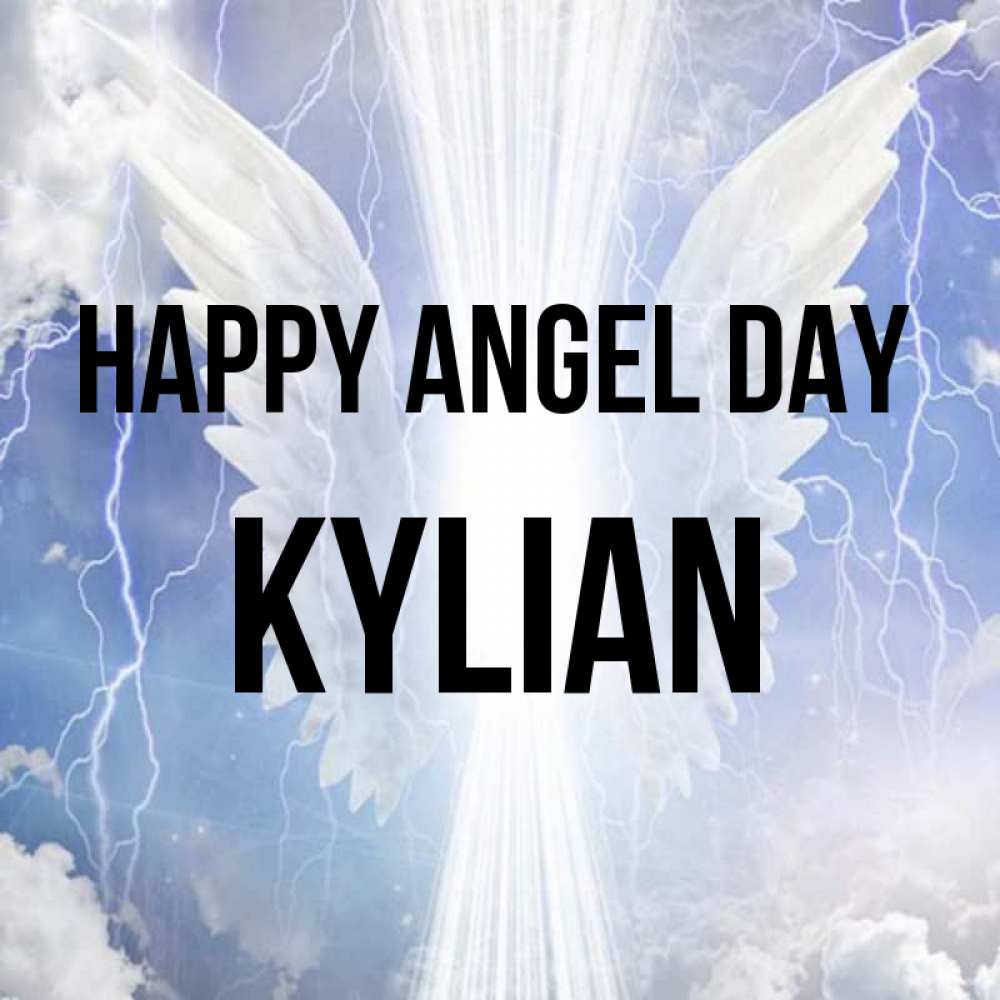 Greetings card с именем, Kylian happy angel day молнии на небе и свет Greetings with text for free download 