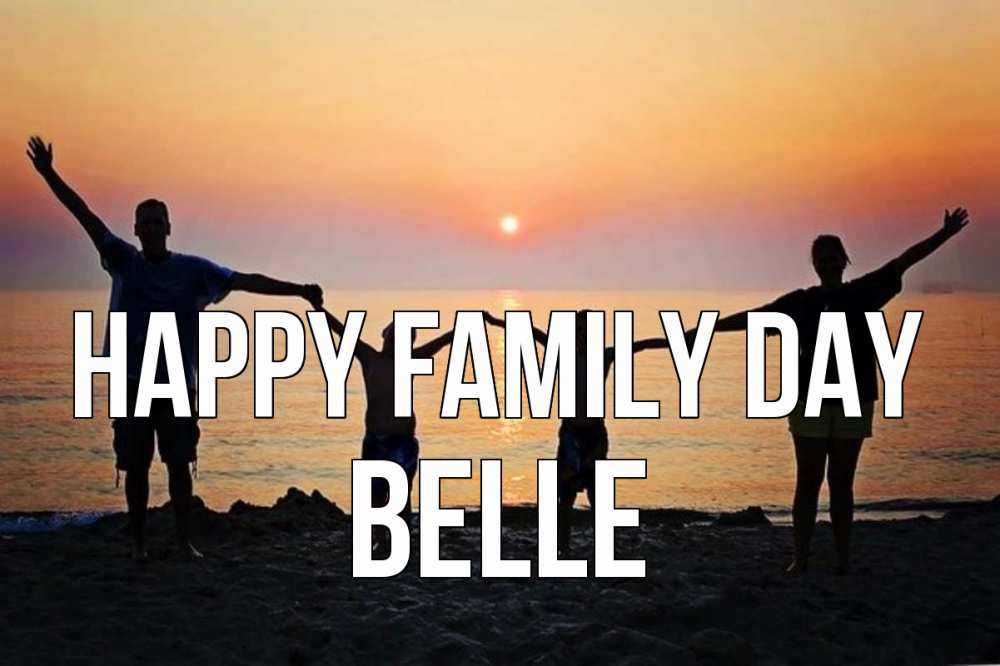 Greetings card с именем, Belle happy family day мама, папа, дети, дочка,сын, море, пляж, закат Greetings with text for free download 