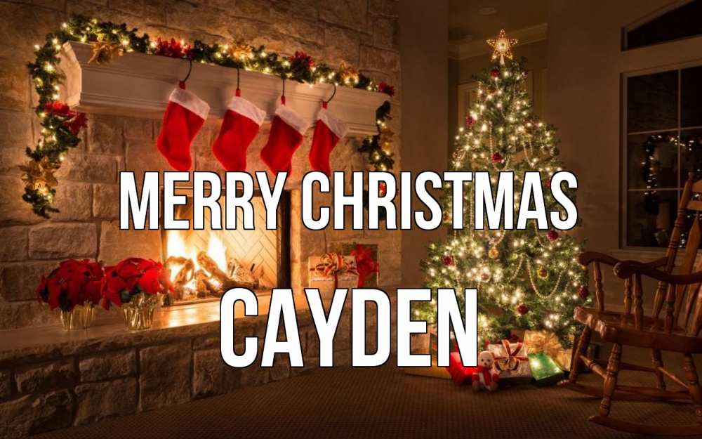Greetings card с именем, Cayden Merry Christmas рождество Greetings with text for free download 