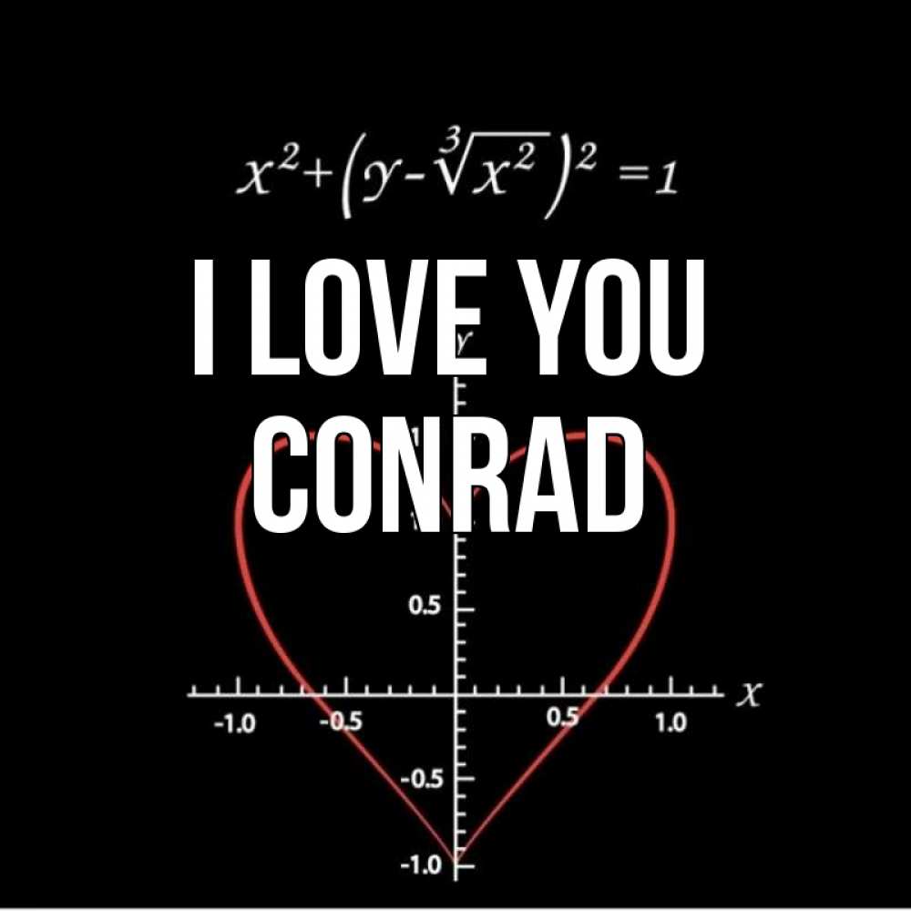 Greetings card с именем, Conrad I love you сердечная формула Greetings with text for free download 