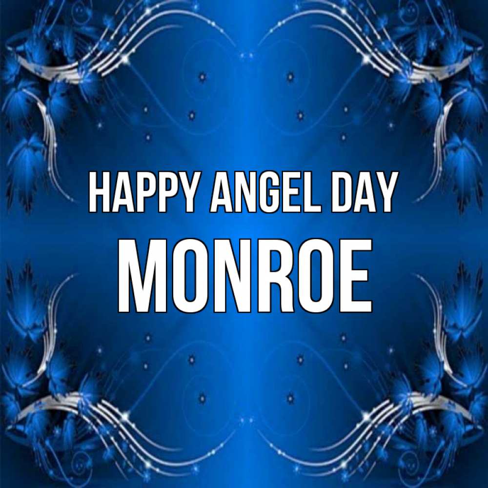 Greetings card с именем, Monroe happy angel day красивая рамочка с узорами Greetings with text for free download 