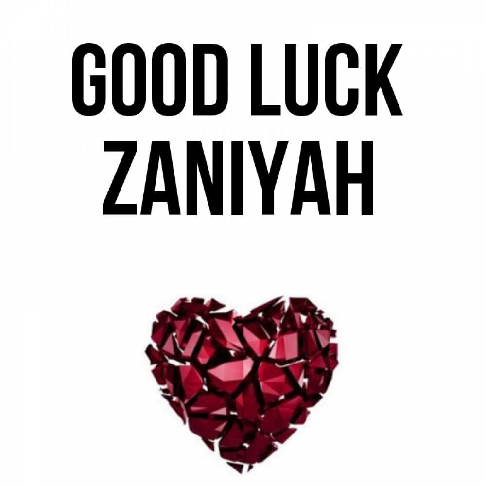 Greetings card с именем, Zaniyah Good luck бордовое из кристаллов  1 Greetings with text for free download 