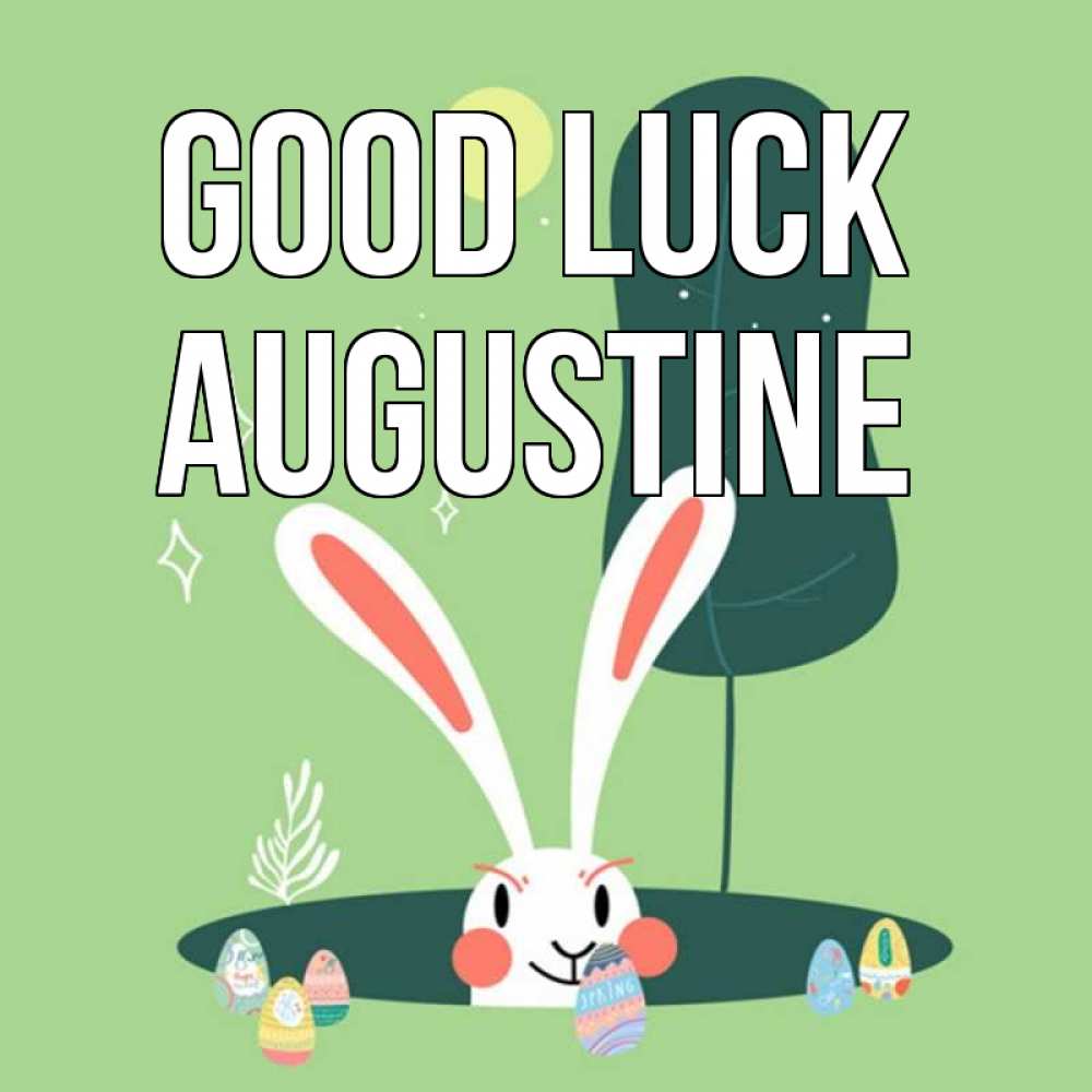 Greetings card с именем, Augustine Good luck заяц Greetings with text for free download 