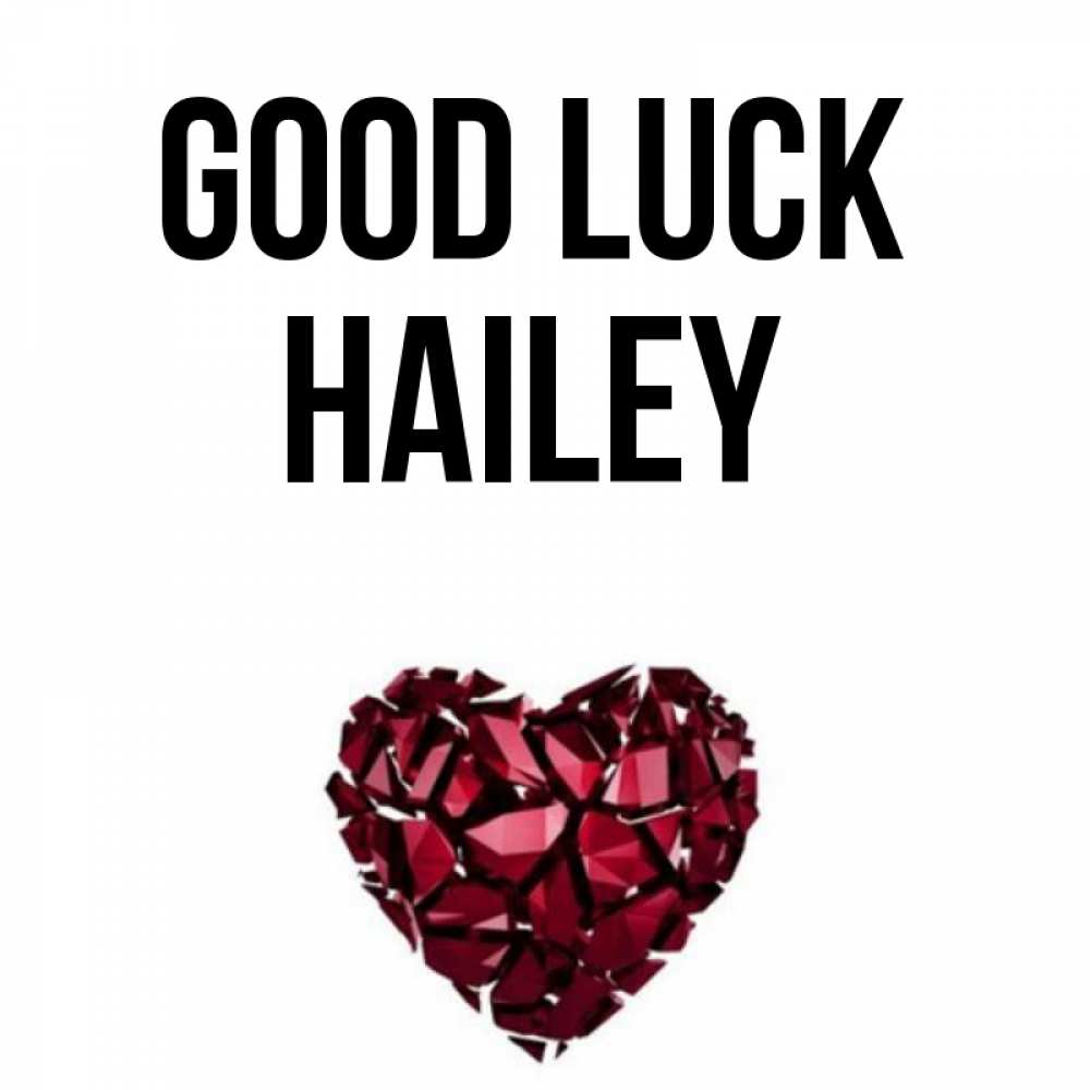Greetings card с именем, Hailey Good luck бордовое из кристаллов  1 Greetings with text for free download 